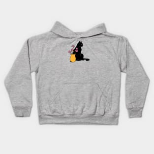 Playful Black Cat in beige Kids Hoodie